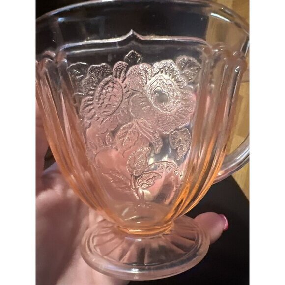 Anchor Hocking Mayfair Open Rose Pink Depression Glass Creamer - Picture 2 of 4